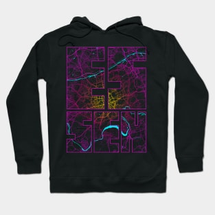 Essen, Germany City Map Typography - Neon Hoodie